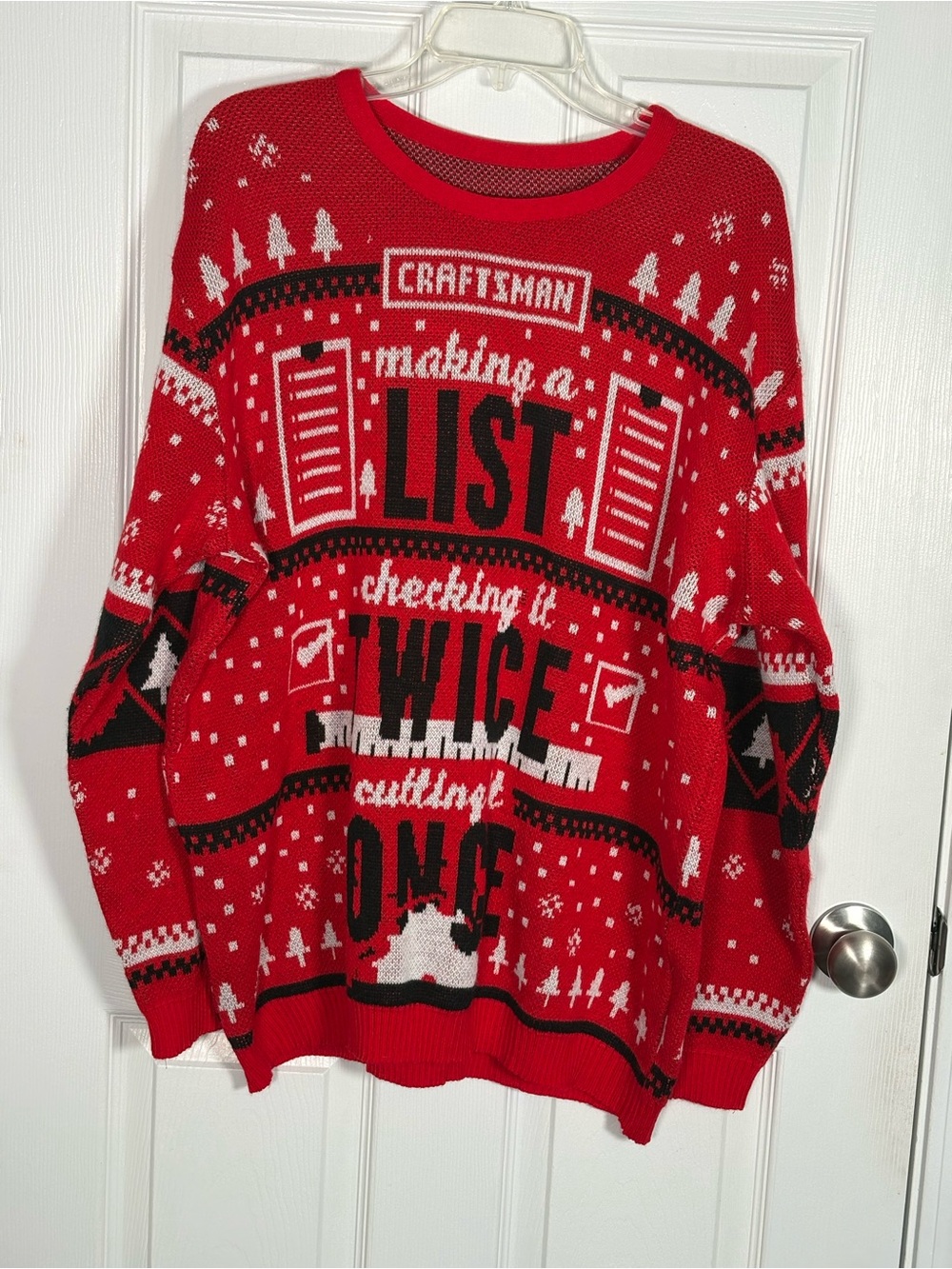 Craftsman Red and Black Graphic Crewneck Sweater Size Large